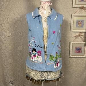 vintage christmas knitted zip up sweater vest